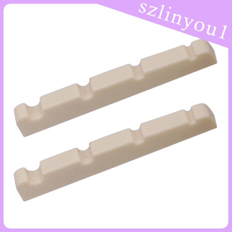 New Arrival 2pcs Electric Bass Slotted Curved Nut 4 String Guitar Parts Beige Color