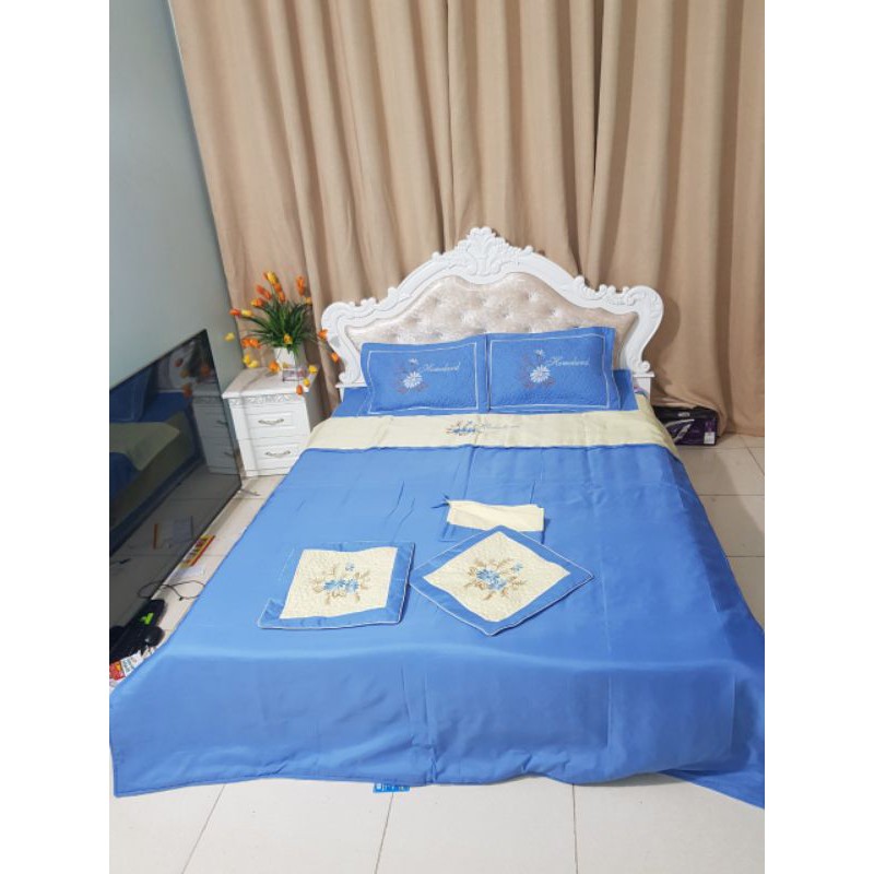 [ Xả Lỗ] Bộ ga gối satin poly cotton 7 món thương hiệu Hansanko