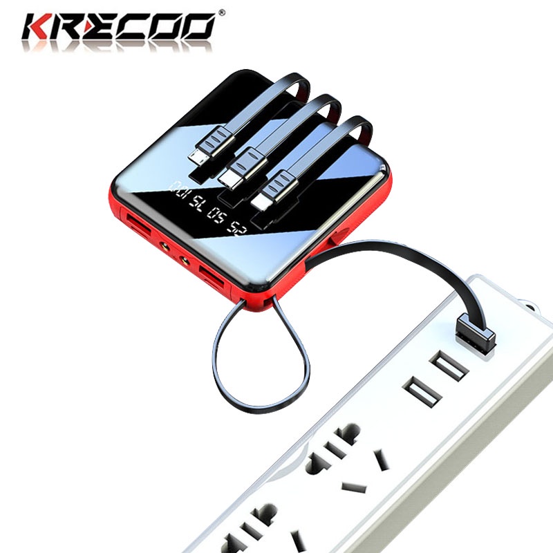 Sạc dự phòng KRECOO có màn hình hiển thị kèm dây cáp sạc 20000mah