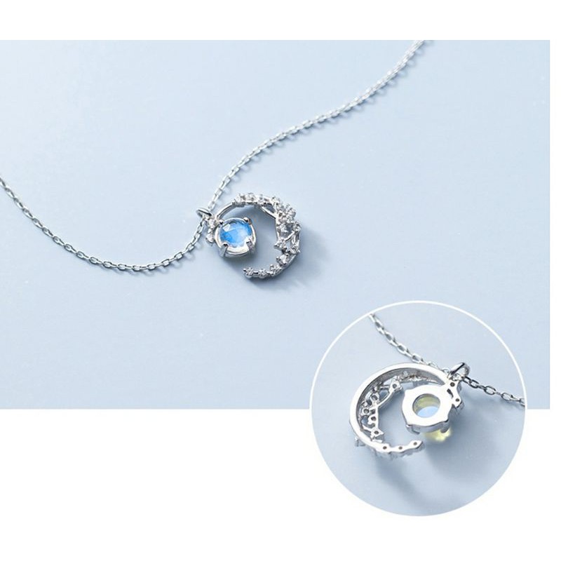 Dây chuyền vòng cổ nữ đính đá nhân tạo bạc 925 mặt trăng Glitter Moon