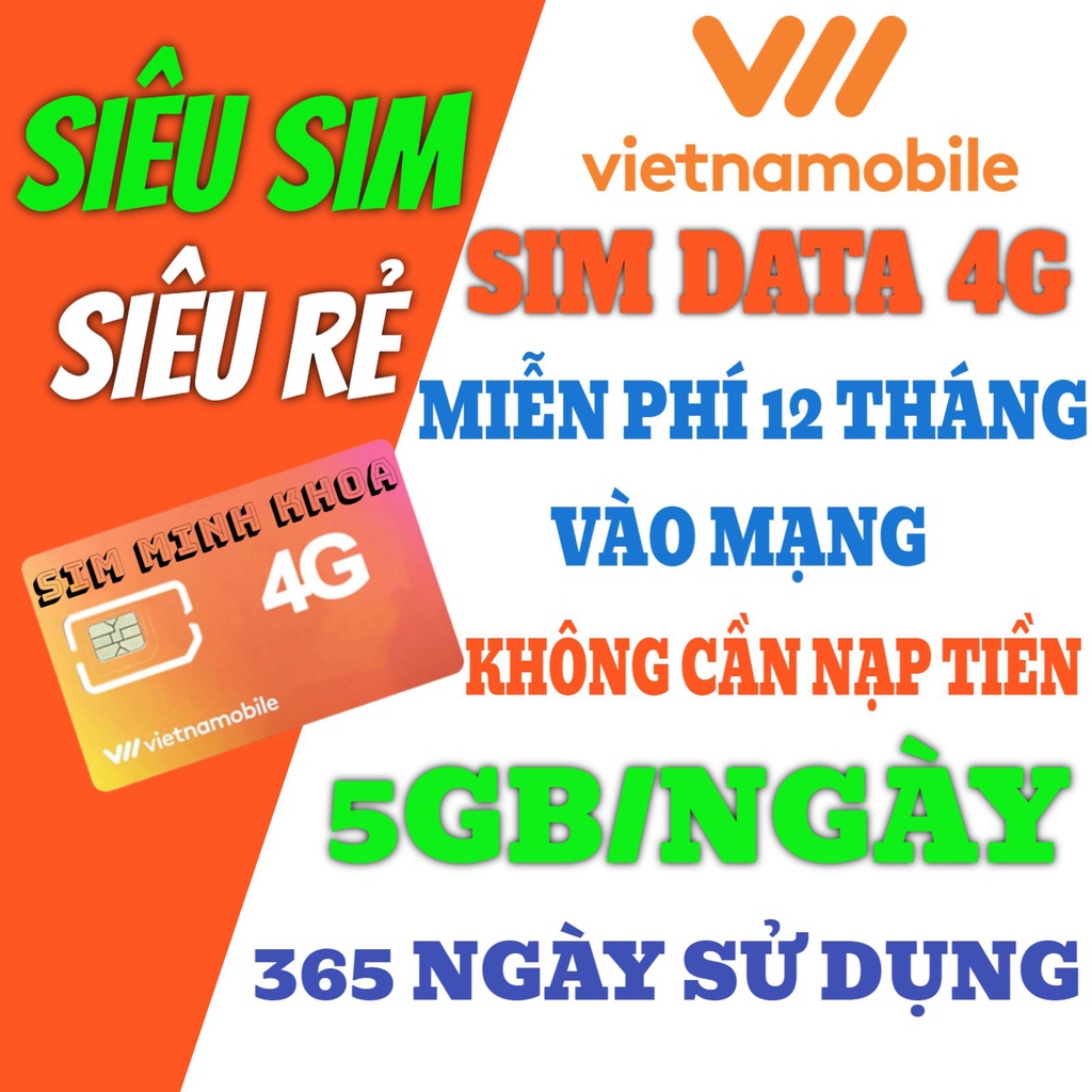 Sim 4g 1 năm vietnamobile trọn gói miễn phí vào mạng 5gb 1 ngày không giới hạn dung lượng sim genz