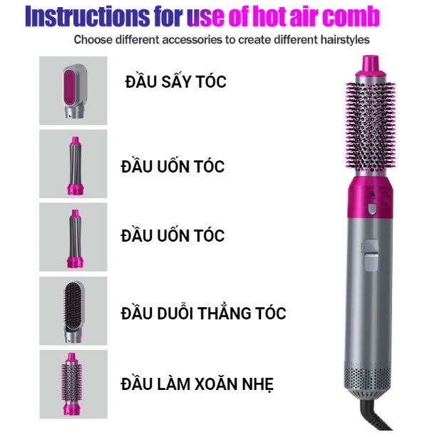Máy Làm Tóc 5 in 1; Máy uốn tóc 5 trong 1; Máy làm tóc 5in1 | 3 mức nhiệt hàn quốc chính hãng