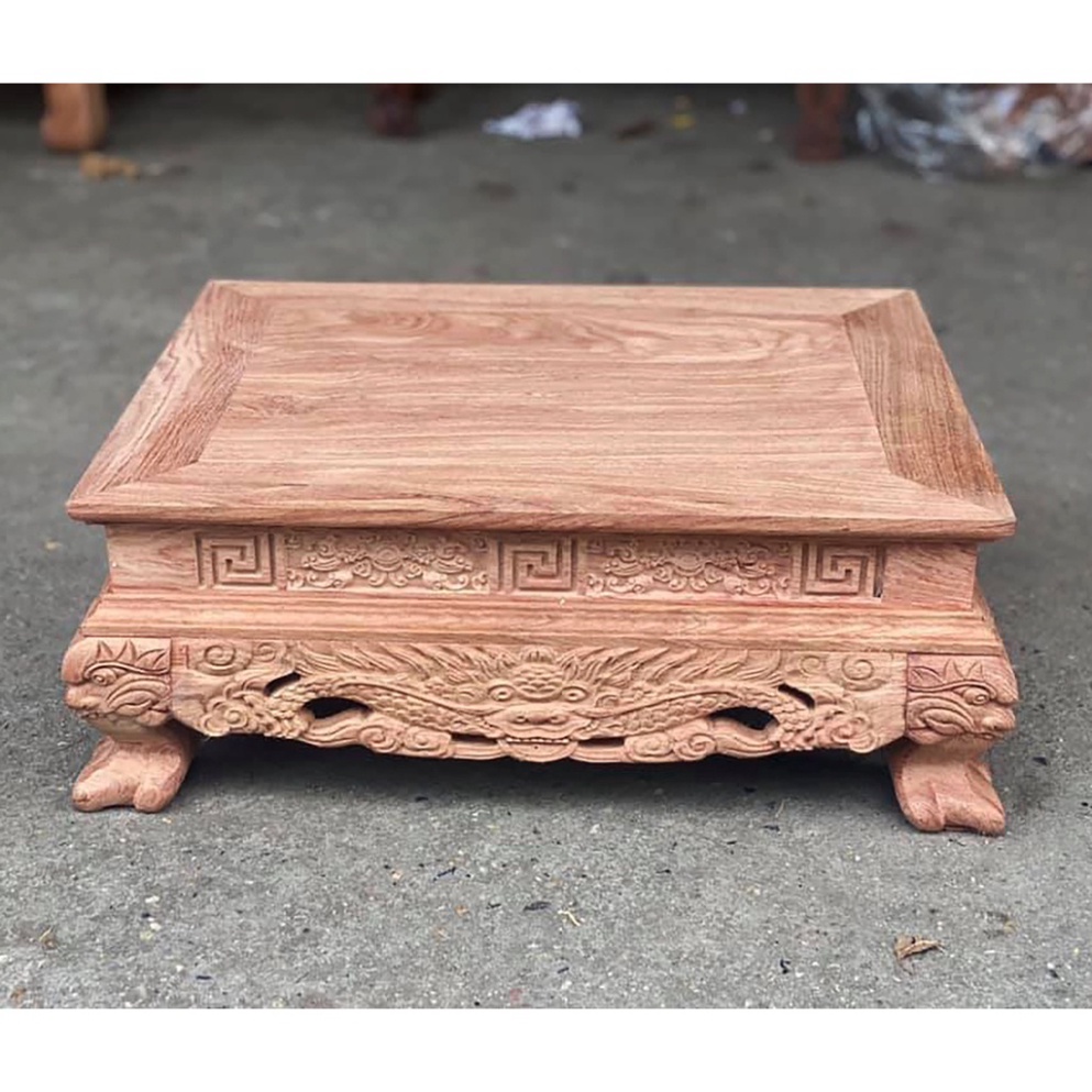 Đôn đế chân rồng gỗ hương trang trí mặt 30x40 cao 20