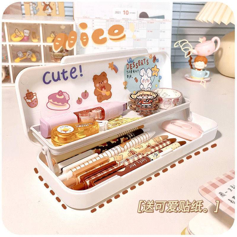 ⭐ iLado ⭐  Túi đựng bút trong suốt cute túi nilong/PVC hai lớp chủ đề nhân vật túi zip nhỏ hộp vải đựng đồ Hộp đựng hộp bút hologram bút cute bọc zip tiểu an văn phòng phẩm Đa Dụng túi đựng đồ dùng cá nhân hình