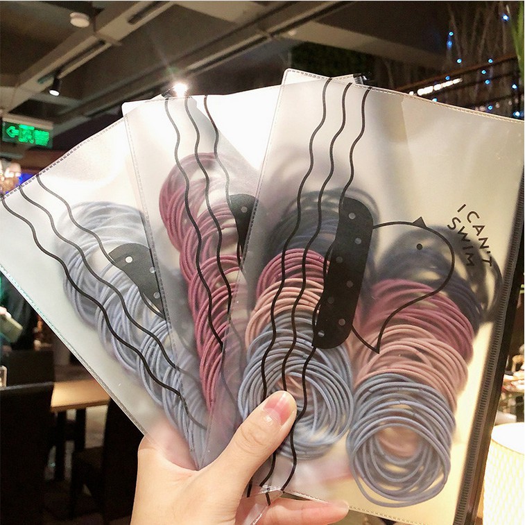 Set 100 dây buộc tóc co giãn 4.5cm cho nữ