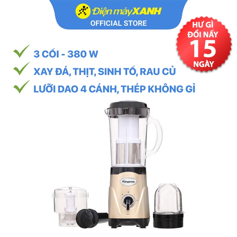 [Mã ELHA22 giảm 6% đơn 300K] Máy xay Kangaroo KG3B6M 1 lít 380W xay thịt, hạt, sinh tố, rau củ - Chính hãng 12 tháng