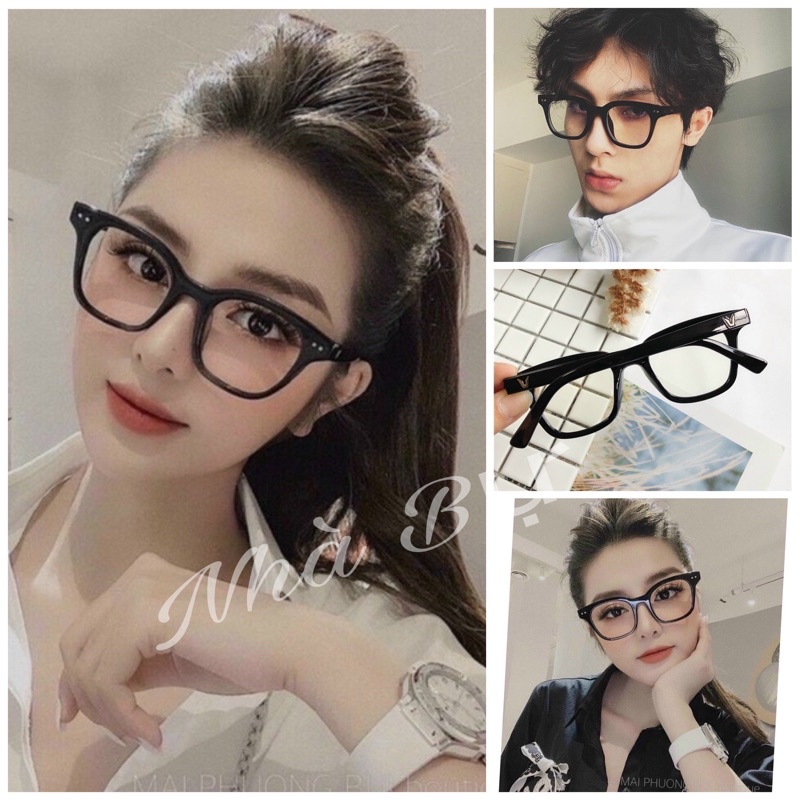 Gọng kính nữ giả cận, gọng tròn thời trang cao cấp nhựa đen dẻo - Bự Store