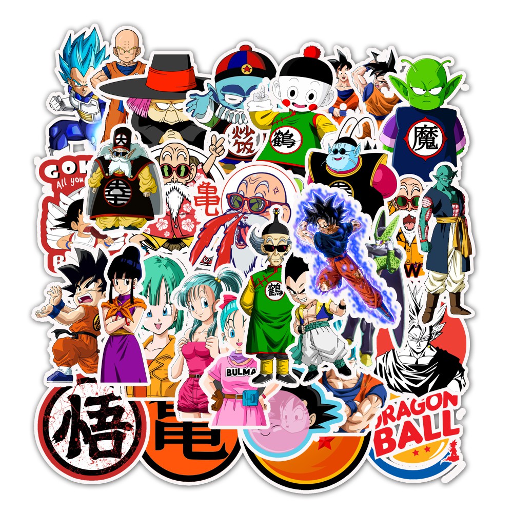 Set 50 miếng dán trang trí nhân vật trong phim hoạt hình Dragon Ball
