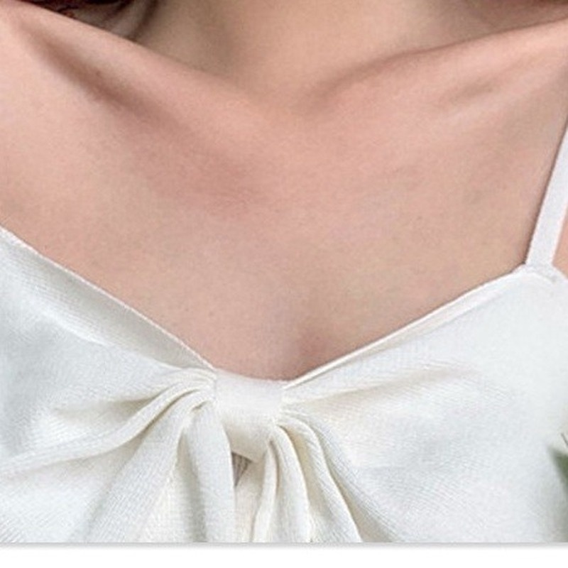 Áo hai dây GENAISHA dệt kim dáng ôm thắt nơ điệu đà thời trang Hàn Quốc cho nữ