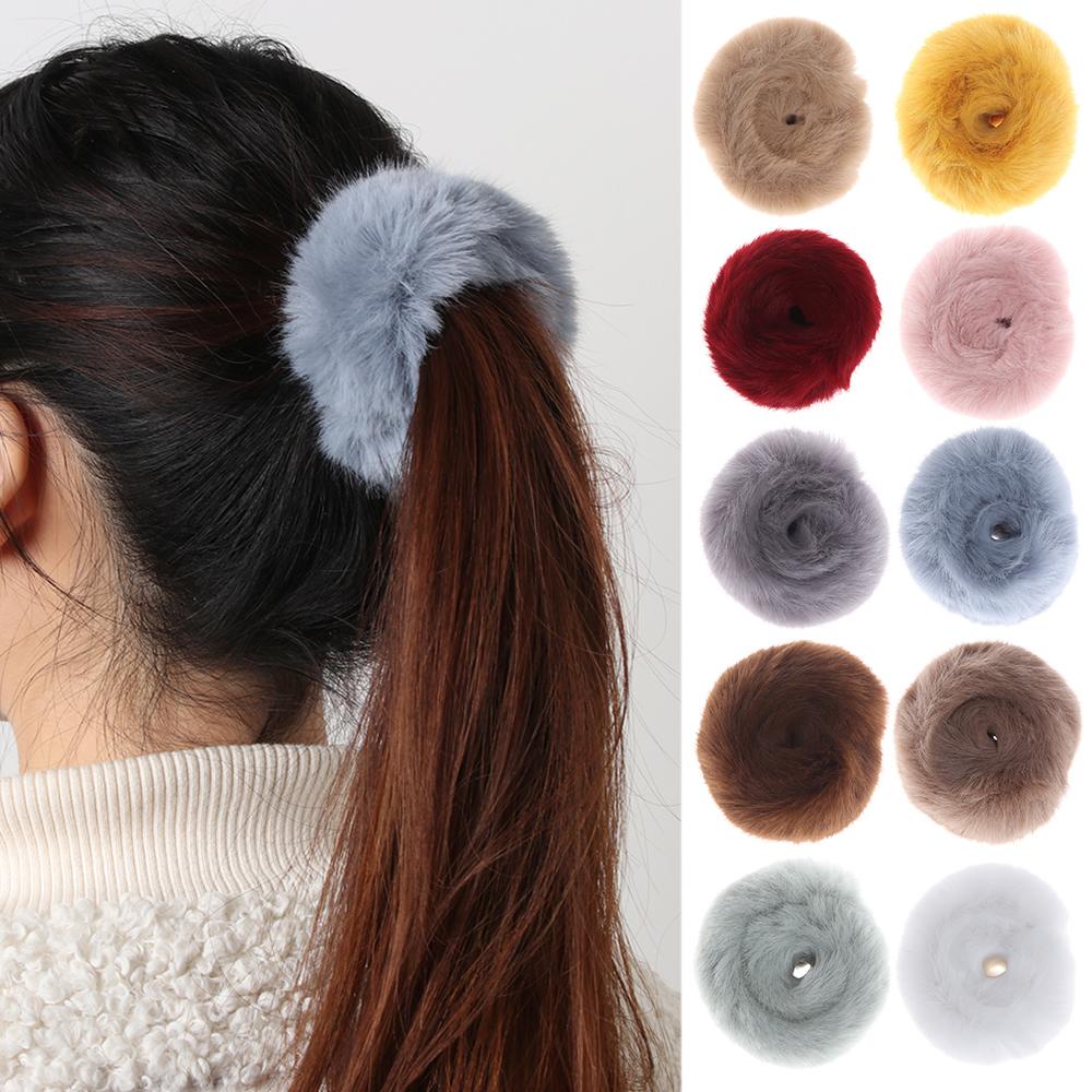 SUSANS Dây Buộc Tóc Lông Thỏ Nhân Tạo Mềm Mại Xinh Xắn