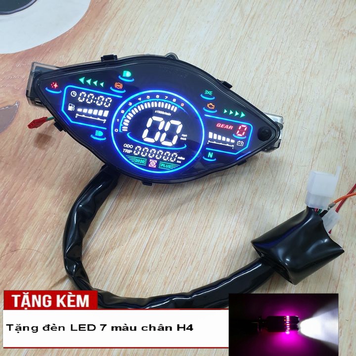 Đồng hồ điện tử xe Wave RS, Wave Anpha, Wave S100 mẫu 2020 Plus - Tặng ngay 01 đèn LED 7 màu chân H4 - S2720