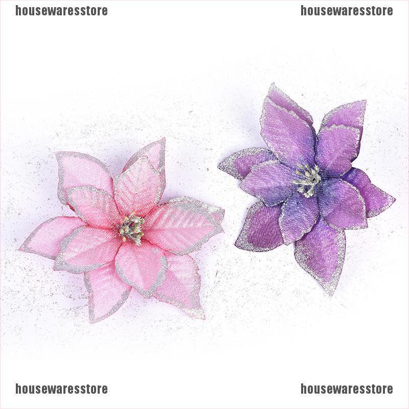 Bộ 10 Bông Hoa Giả Lấp Lánh Trang Trí Cây Thông Giáng Sinh