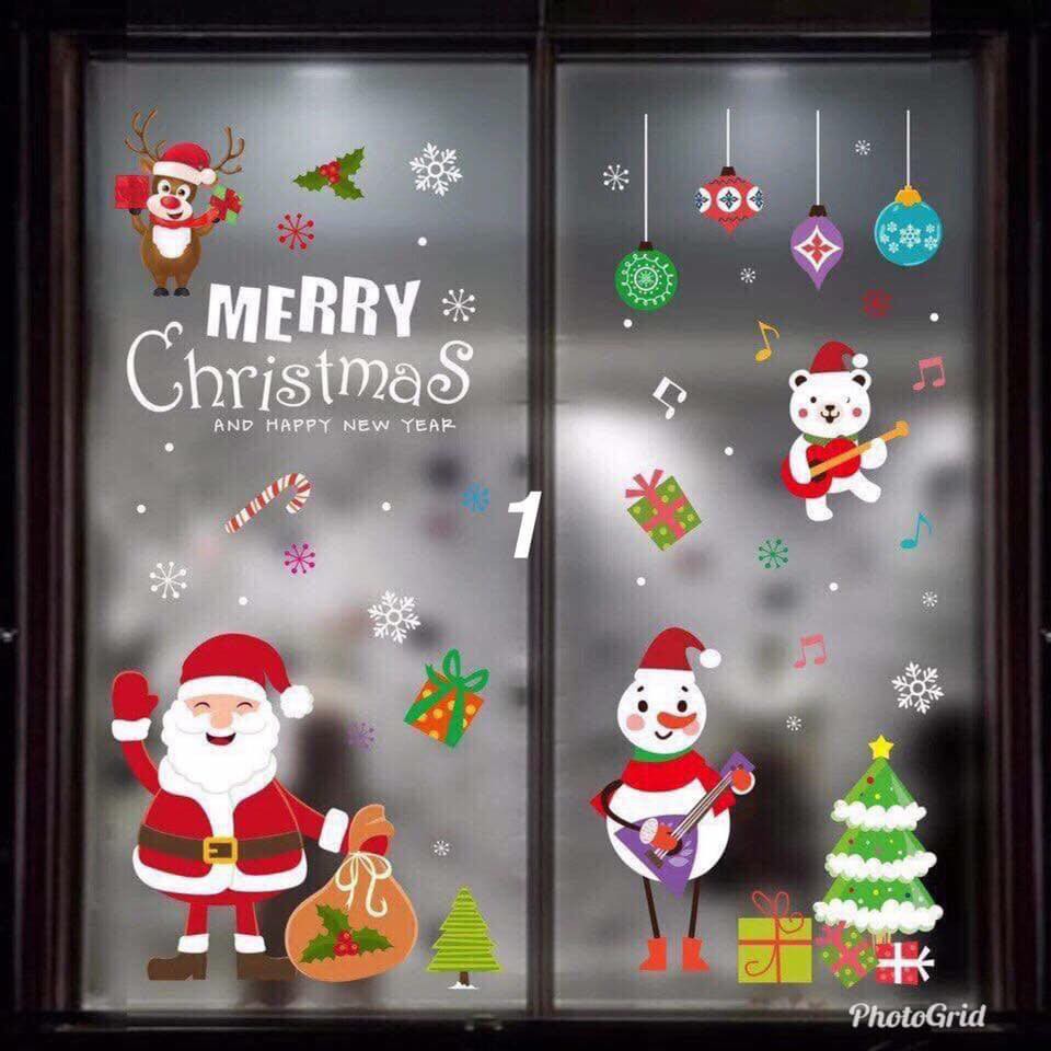 Hình dán trang trí giáng sinh - Decal dán cửa kính trang trí Noel kích thước 50 x70cm