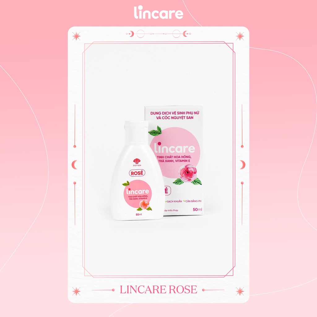 Dung dịch vệ sinh phụ nữ và cốc nguyệt san Lincare Rose Hoa hồng Pháp (Gel, 50ml)