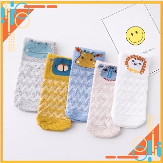 Tất lưới cổ ngắn cotton mềm mịn, hình thú ngộ nghĩnh cho bé yêu