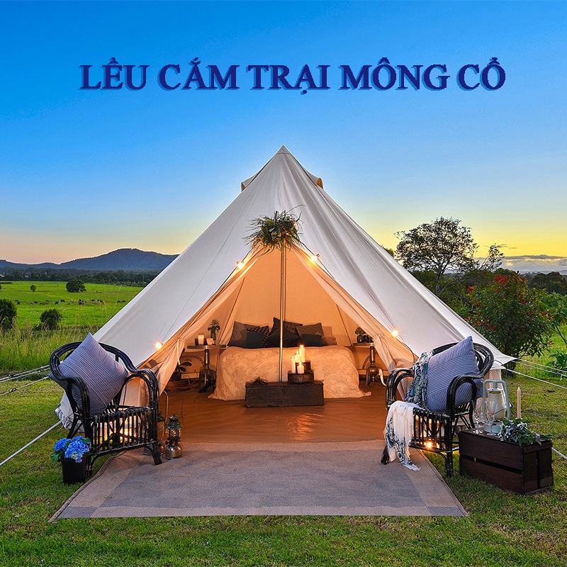 Lều Cắm Trại Du Lịch Dã Ngoại Mông Cổ, Kích Thước 3 Mét 4 Mét Rộng Rãi. Lều Cho 6 Đến 8 Người Size Lớn