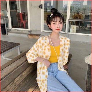 Áo kimono hoa cúc nhỏ
