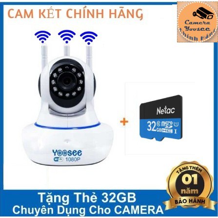 Camera yoosee 2.0mpx FHD xoay 360 độ - tặng kèm thẻ nhớ 32G Netac