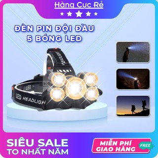 Đèn pin đội đầu 5 bóng LED siêu sáng 🔦Freeship🔦 Đèn pin loại tốt có bảo hành - Shop Hàng Cực Rẻ