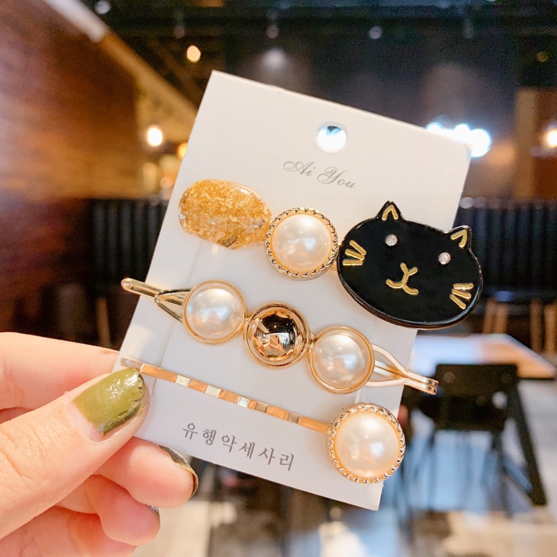 Combo 2-3 Kẹp Tóc Hợp Kim Đính Đá Và Ngọc Trai Giả/Nhân Tạo Thời Trang Xinh Xắn Cho Nữ