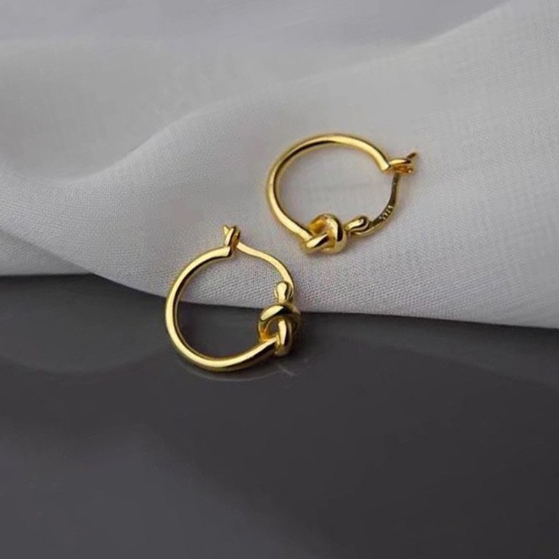 Bông Tai Mạ Bạc 925 Thắt Nút Phong Cách Retro