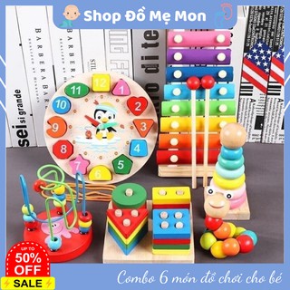 Combo 6 món đồ chơi cho bé ⚡ GIÁ TIẾT KIỆM ⚡ đồ chơi gỗ thông minh, phát triển trí tuệ cho bé