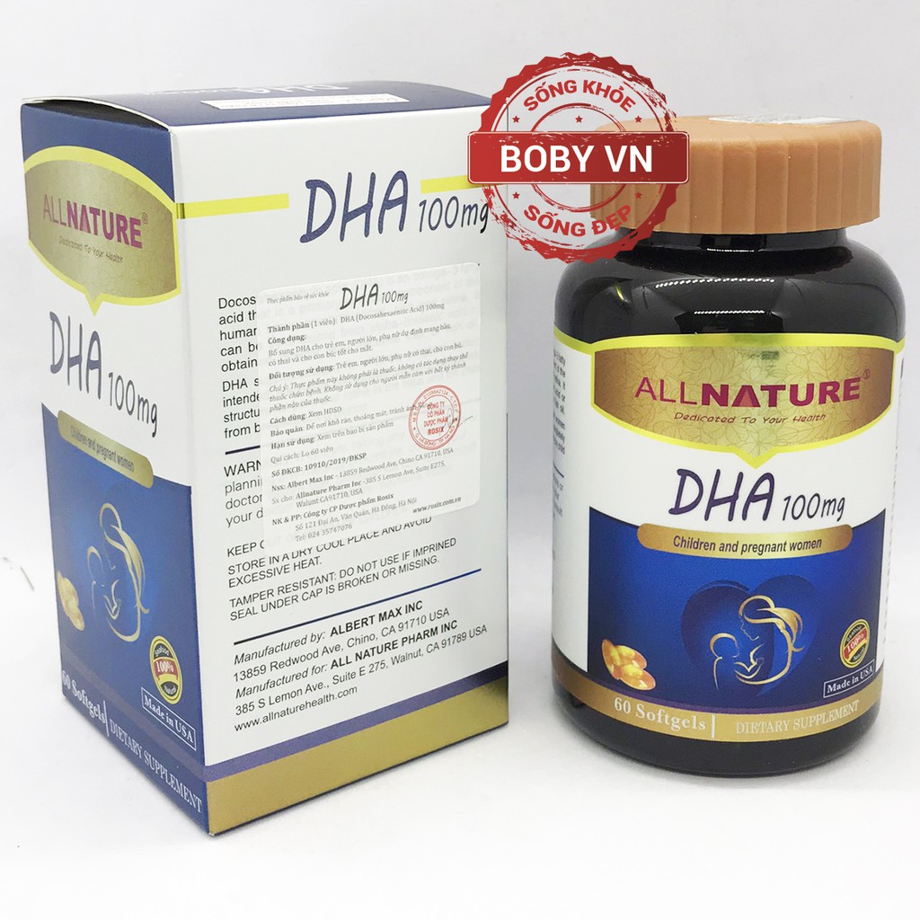 DHA 100mg - Bổ sung DHA cho trẻ em, người lớn, phụ nữ dự định mang bầu, có thai và cho con bú; tốt cho mắt