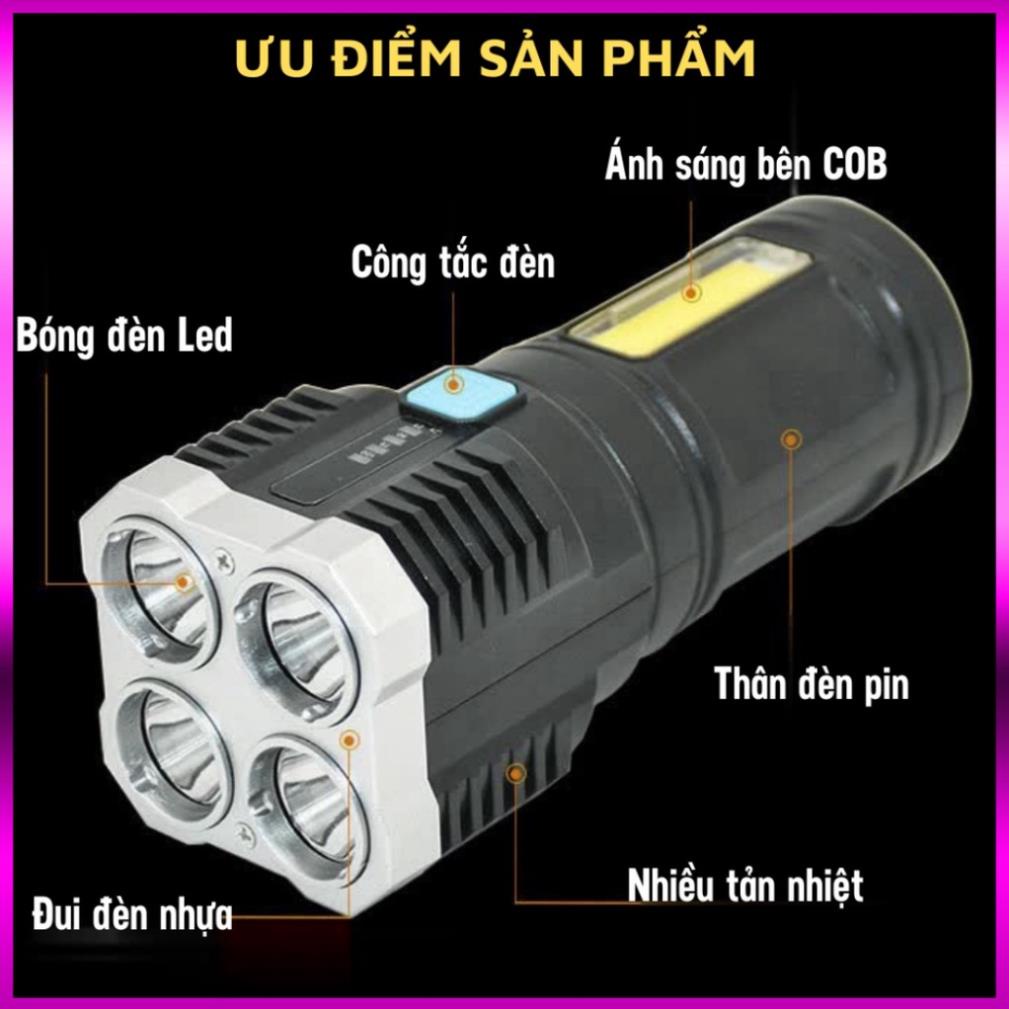 đèn pin siêu sáng càm tay 4 bóng lead ( tuyển sỉ )