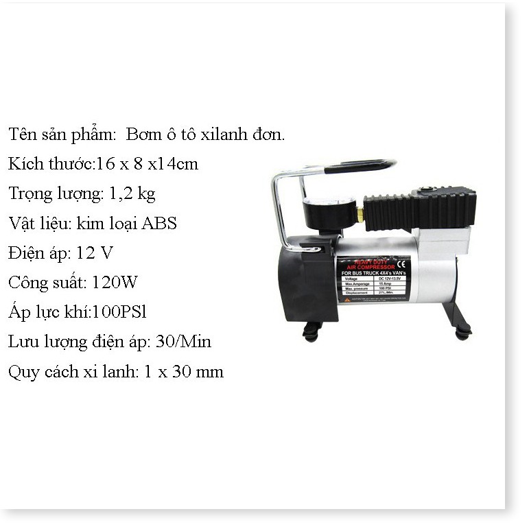 Bơm hơi điên ô tô mini cắm đầu tẩu 12v nhỏ gọn tiện dùng mang theo xe công suất 150PSI