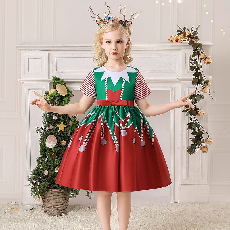 Mqatz Đầm Hóa Trang Công Chúa Ông Già Noel Cho Bé Gái 3-10 Tuổi