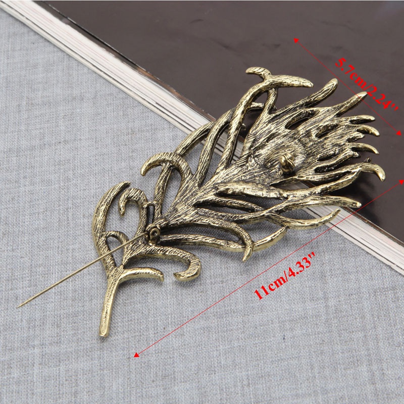 Trâm Cài Áo Mạ Vàng Hình Lông Công Sang Trọng