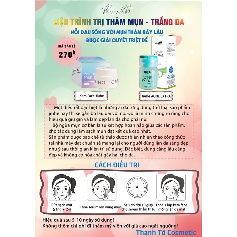 COMBO SERUM JIUHE MỤN ACNE EXTRA VÀ KEM FACE JIUHE THANH TÔ (CHÍNH HÃNG 100%)