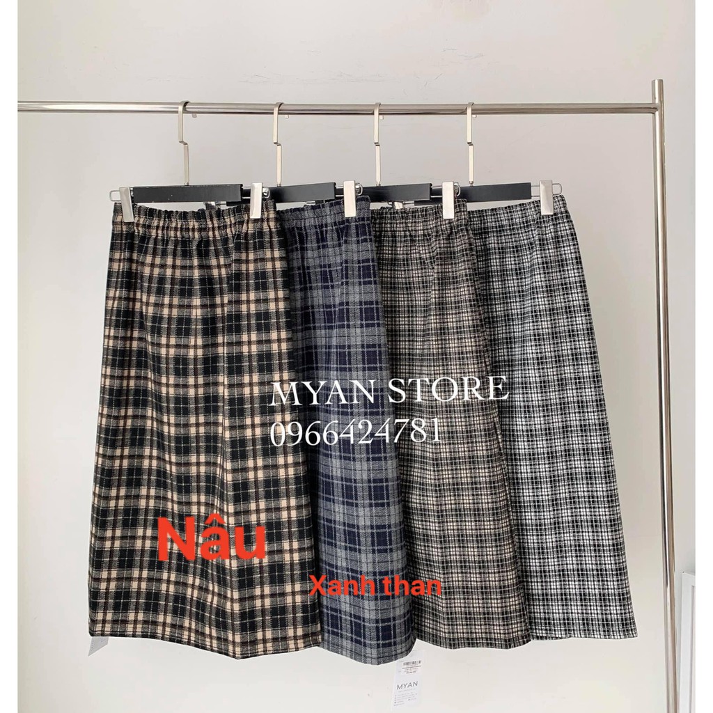 Chân váy dạ kẻ to xẻ sau V112009 | BigBuy360 - bigbuy360.vn