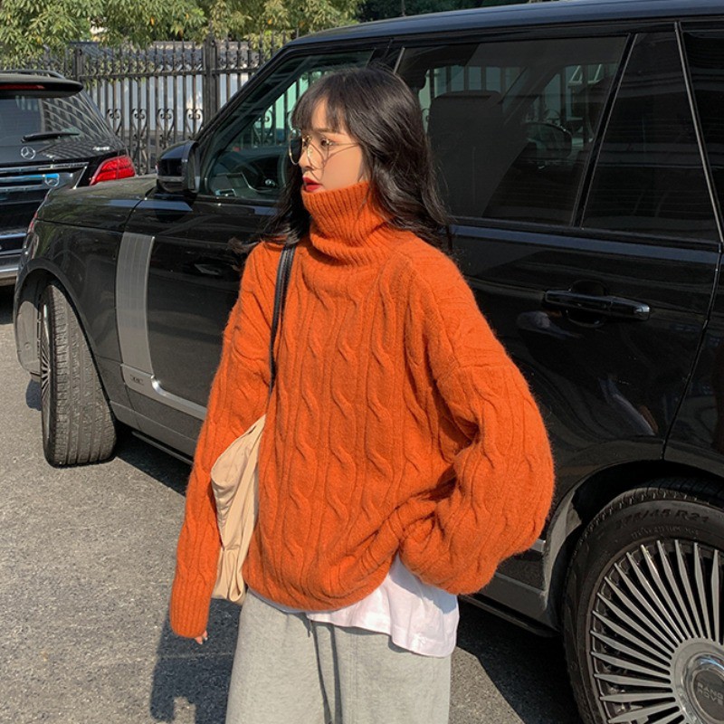 Áo dệt kim áo len tăm cao cổ dày dặn siêu ấm dài tay thời trang HÀN QUỐC 2021 | BigBuy360 - bigbuy360.vn