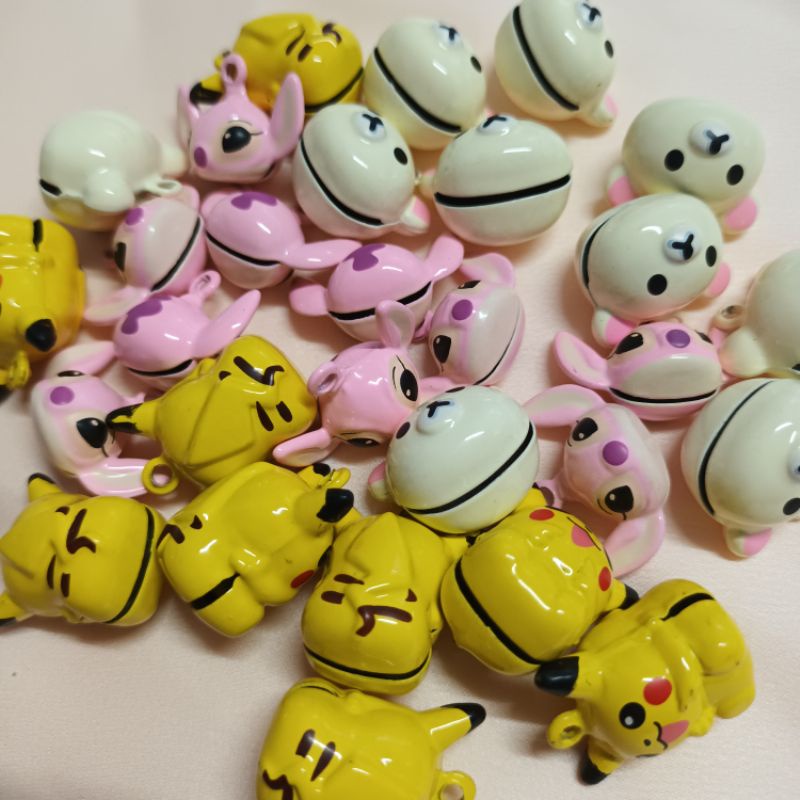 Chuông hình gấu, pikachu, hoạt hình có móc treo làm handmade, phụ kiện trang trí dễ thương