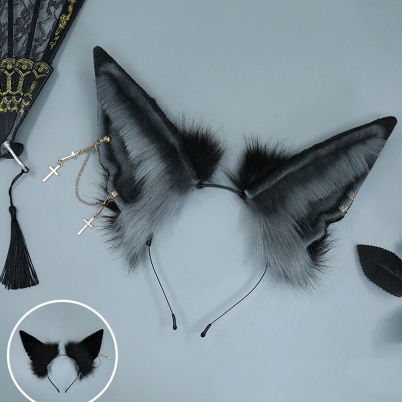 Băng Đô Tai Sói Đính Lông Nhân Tạo Phong Cách Lolita