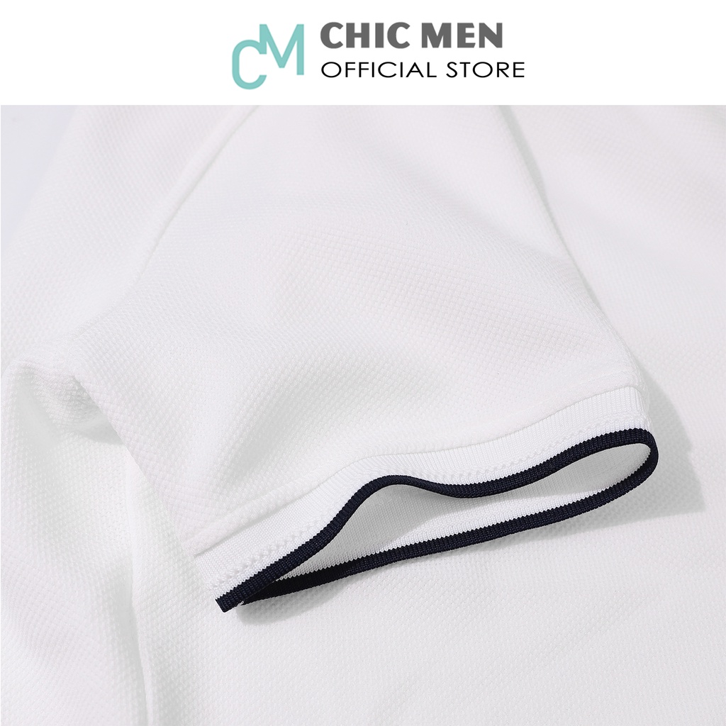 Áo POLO nam cổ trụ, vải INTERLOCK, vorm regular, bo đen - CHICMEN