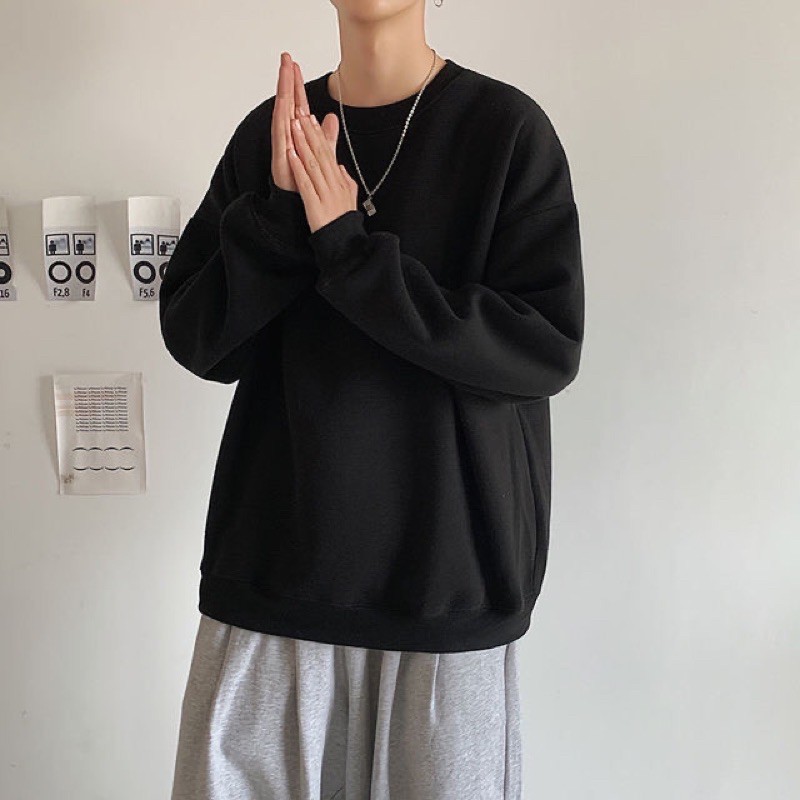 Áo Sweater Basic, ÁO TRƠN NỈ BÔNG TAY DÀI "FREESHIP" From Unisex