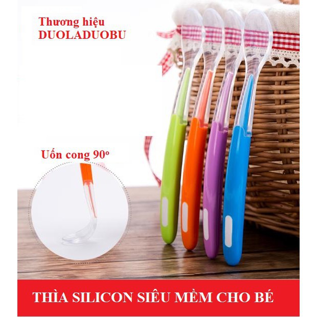 Thìa Silicon trong suốt siêu mềm cho bé ăn dặm