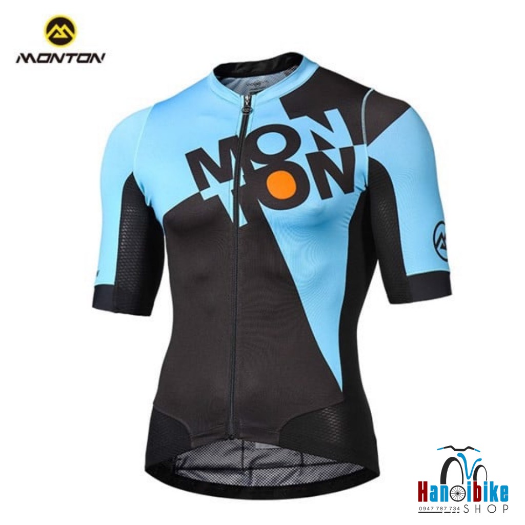 Áo đạp xe ngắn tay Monton checkmate black blue