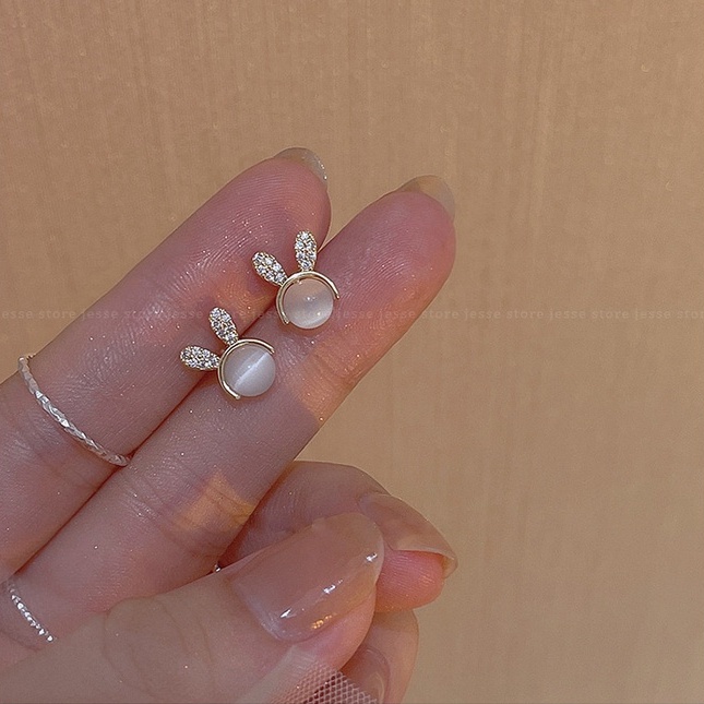 Khuyên tai bông tai có khuyên tai kẹp hình thỏ đá J123 jesse store