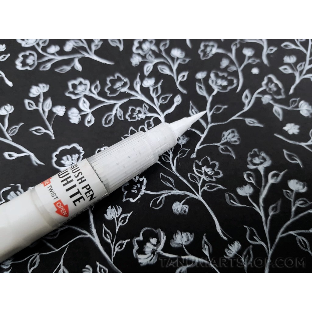 Bút trắng Kuretake brush pen white (có bán refill)