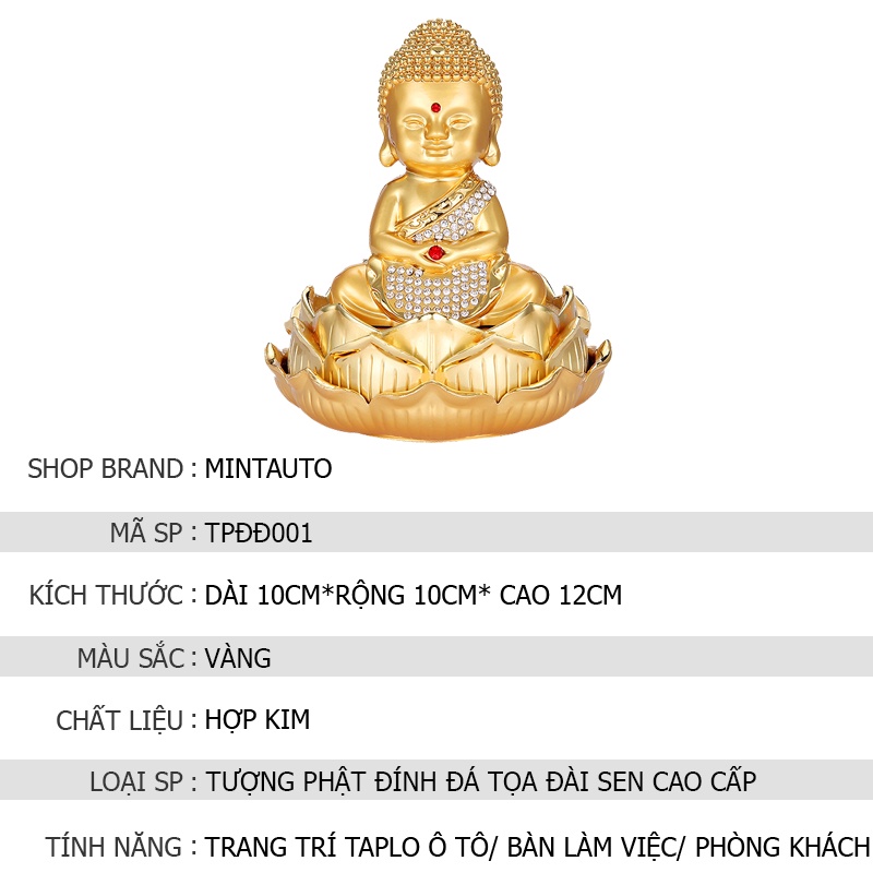 Nước hoa ô tô tượng phật đính đá để taplo ô tô, xe hơi, xe khách, xe tải cao cấp sang trọng