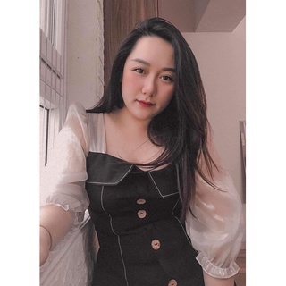 BIGSIZE Váy trần chỉ phối tay lụa ánh trai