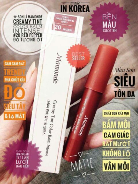 Son Mamonde Creamy Tint Color Balm Intense RED PEPPER 20