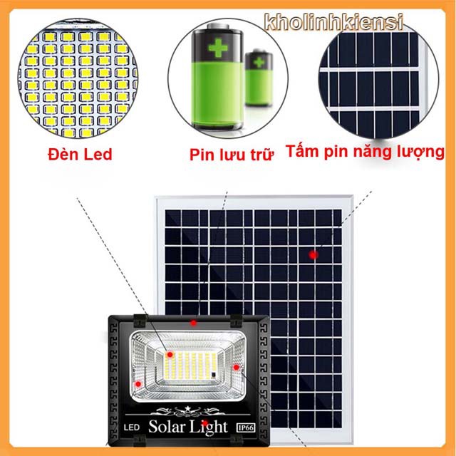 Đèn led chiếu sáng hành lang, đường phố, sân vườn, 20W, năng lượng mặt trời, 60 led trắng MS1102