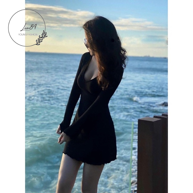 ĐẦM BODY TAY DÀI ÔM TRỄ VAI TAY LOE CÁ TÍNH (MSP: LV052)
