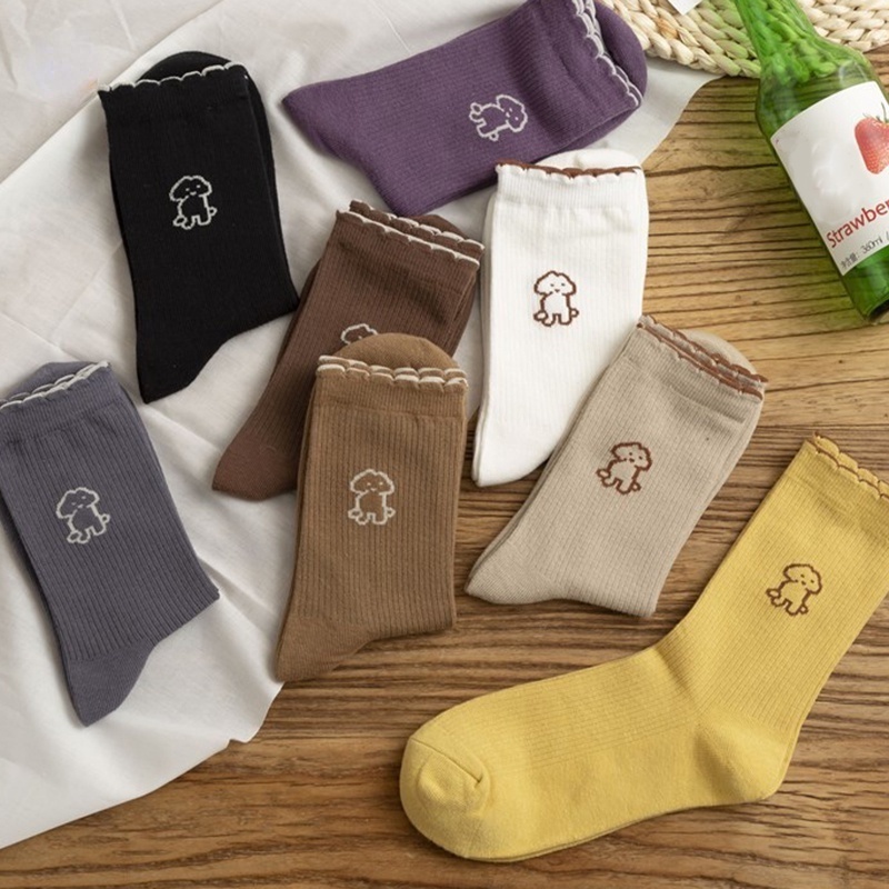 1 Đôi Vớ Cotton Họa Tiết Chú Chó Dễ Thương Vui Nhộn Dành Cho Nữ