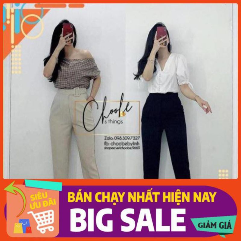 Quần bagyy đai lệch cạp cao siêu hót