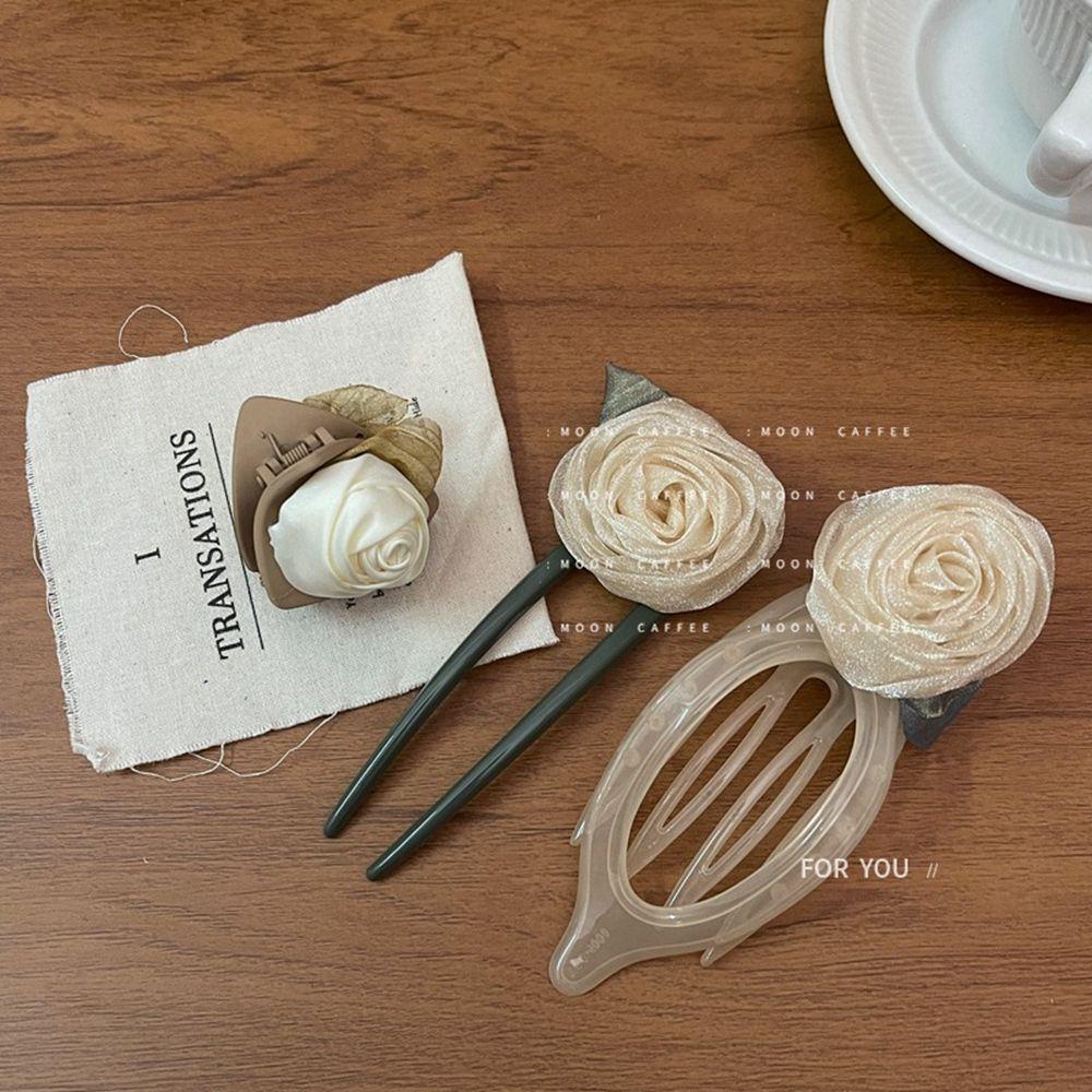 MXGOODS Kẹp Tóc Mỏ Vịt Hình Chữ U Cỡ Lớn Họa Tiết Hoa Trà Đơn Giản Thời Trang Mùa Hè Cho Nữ